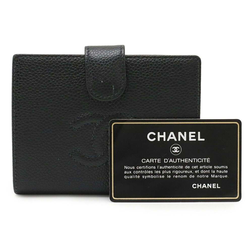 CHANEL Authentic Black Caviar Leather Logo Wallet - Picture 10 of 10
